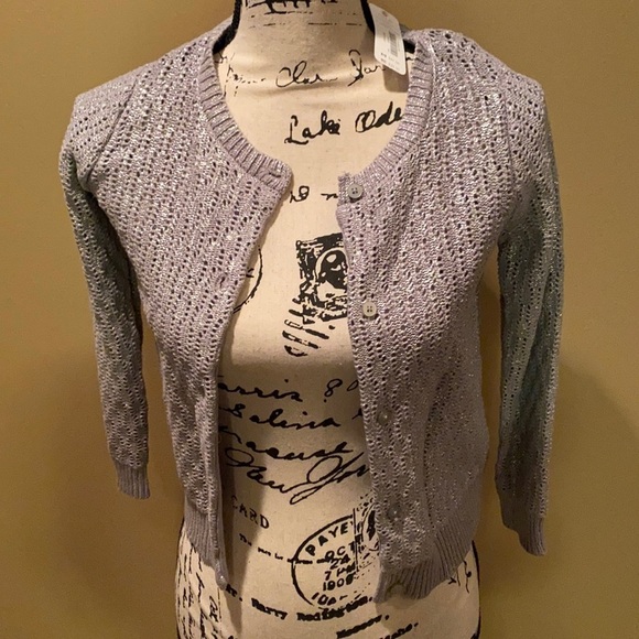 Gymboree Other - Gymboree silver‎ button up girls sweater 7-8 NWT